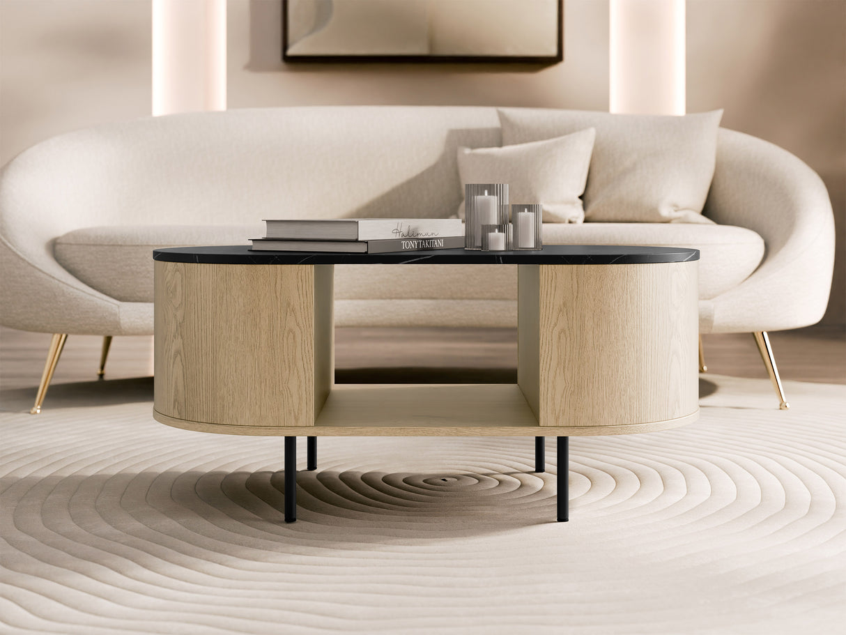 Dohányzóasztal Stolik kawowy LYGRINT, Színek: Fekete márvány + Fekete