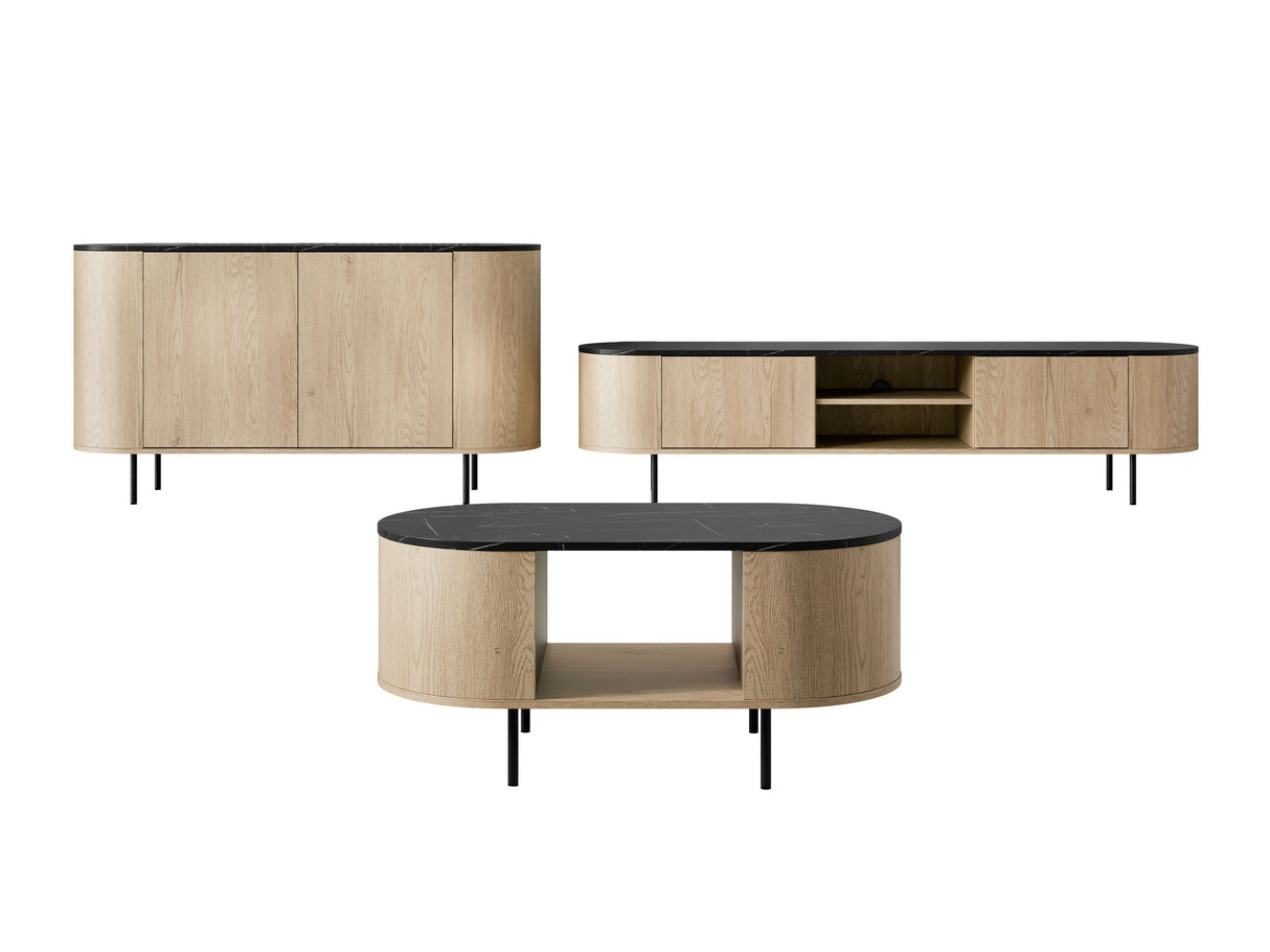 Nappali szett Meble LYGRINT I, Színek: Fekete márvány + Fekete