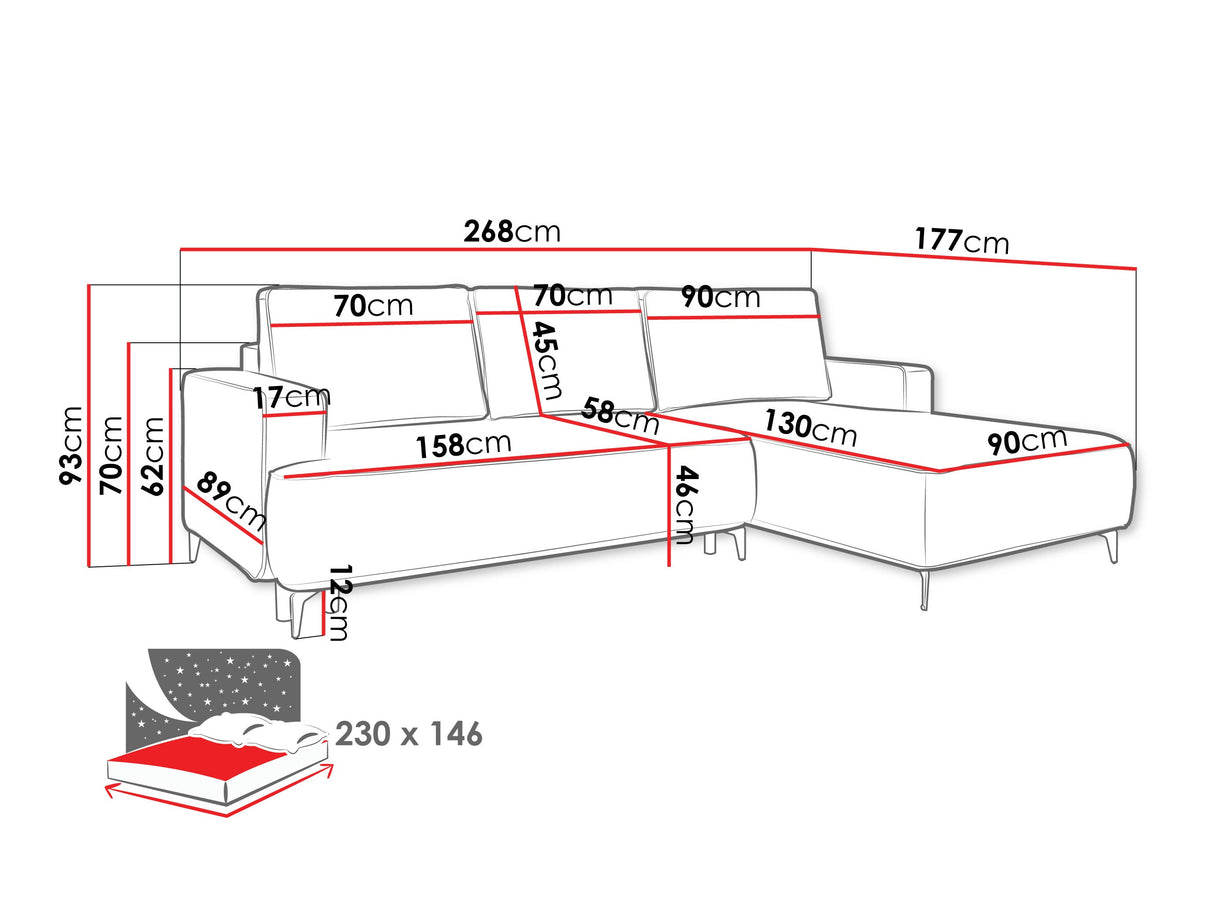 Sarokkanapé Narożnik LAVAR, Szín: Castel 15, Változatok: Balos
