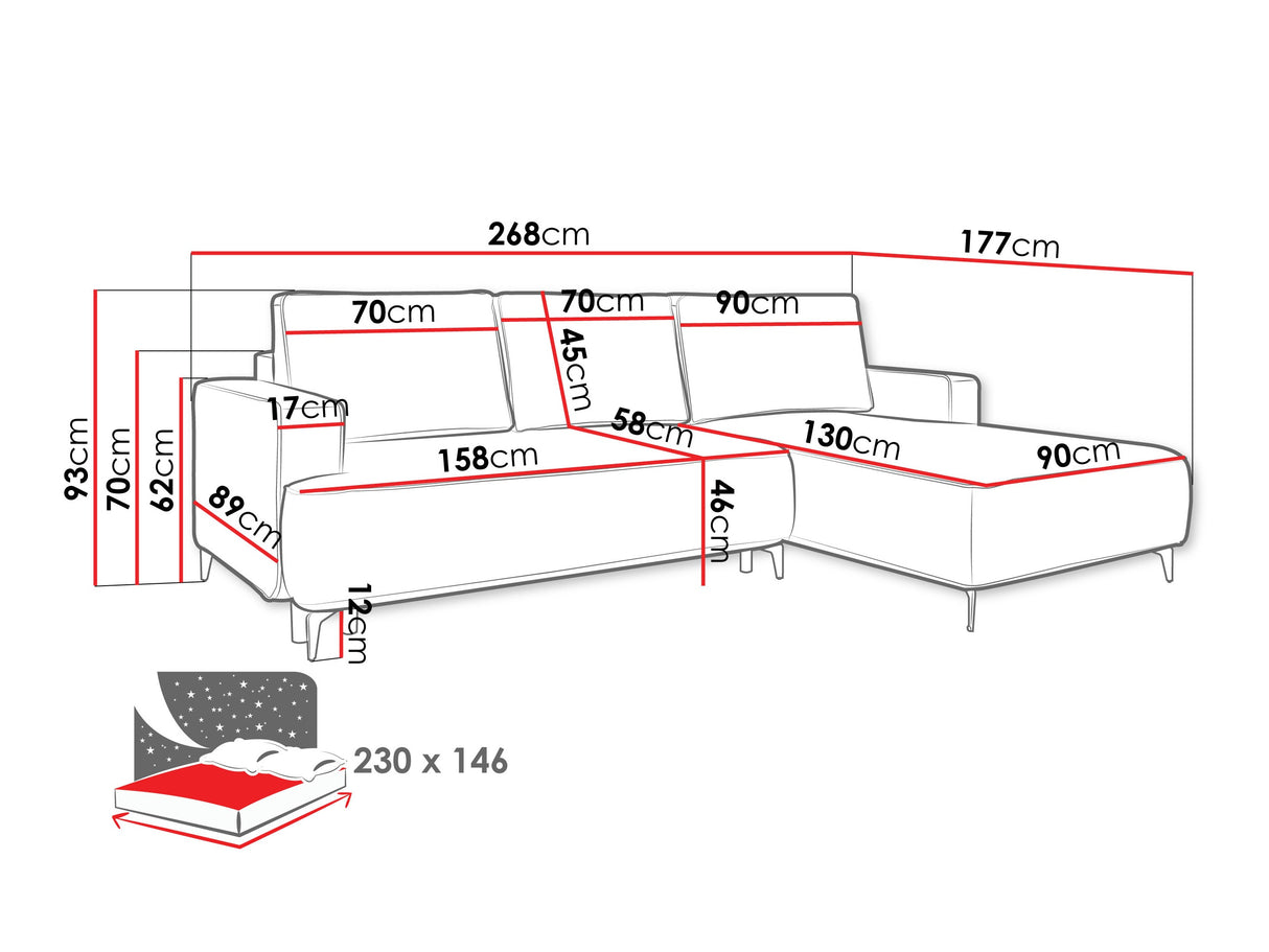 Sarokkanapé Narożnik LAVAR, Szín: Castel 39, Változatok: Balos