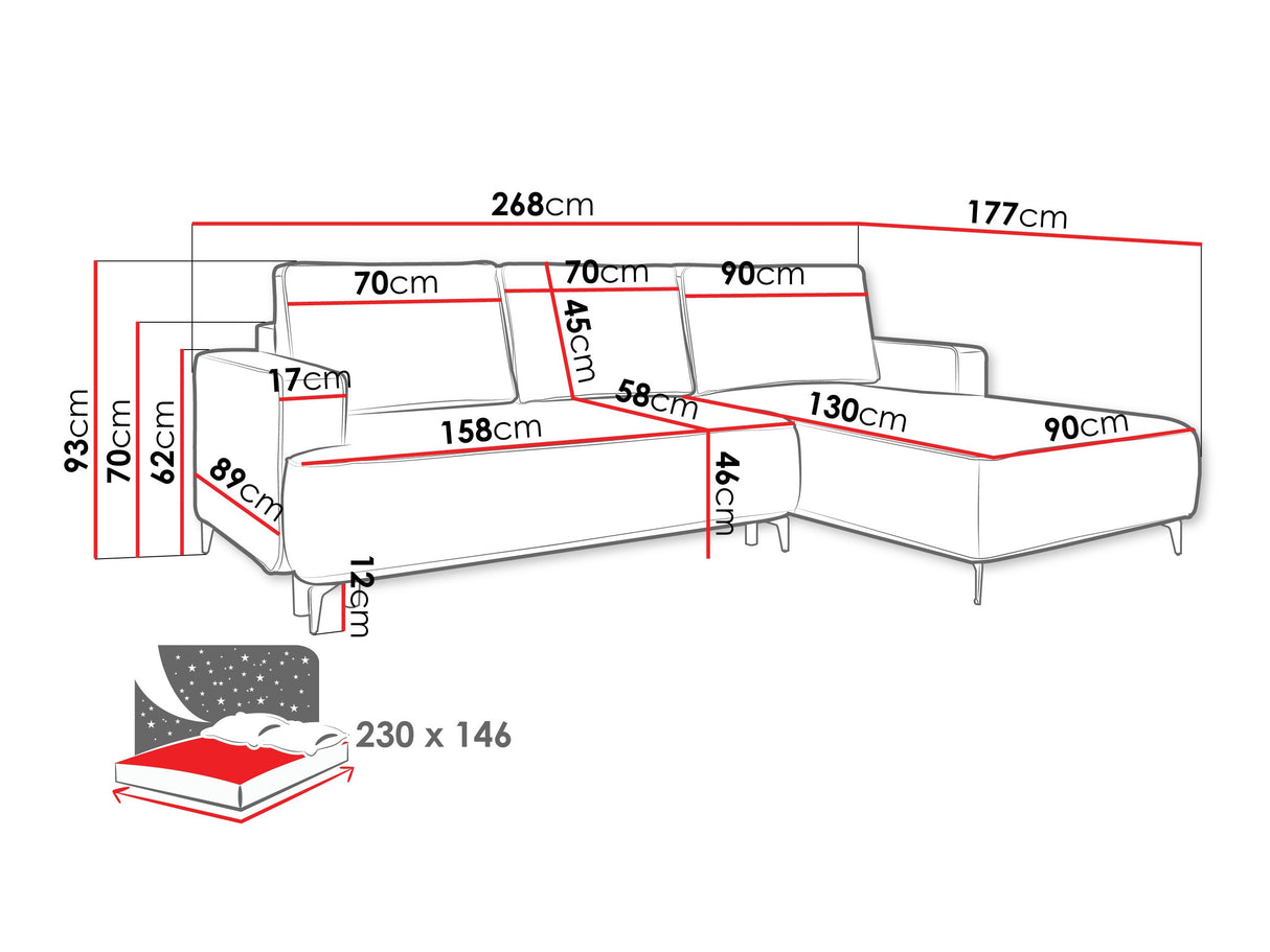 Sarokkanapé Narożnik LAVAR, Szín: Castel 59, Változatok: Balos