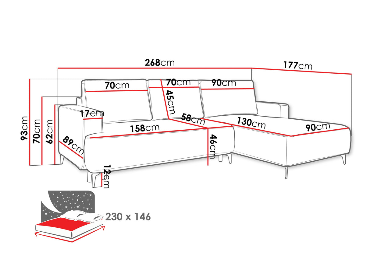Sarokkanapé Narożnik LAVAR, Szín: Castel 79, Változatok: Jobbos
