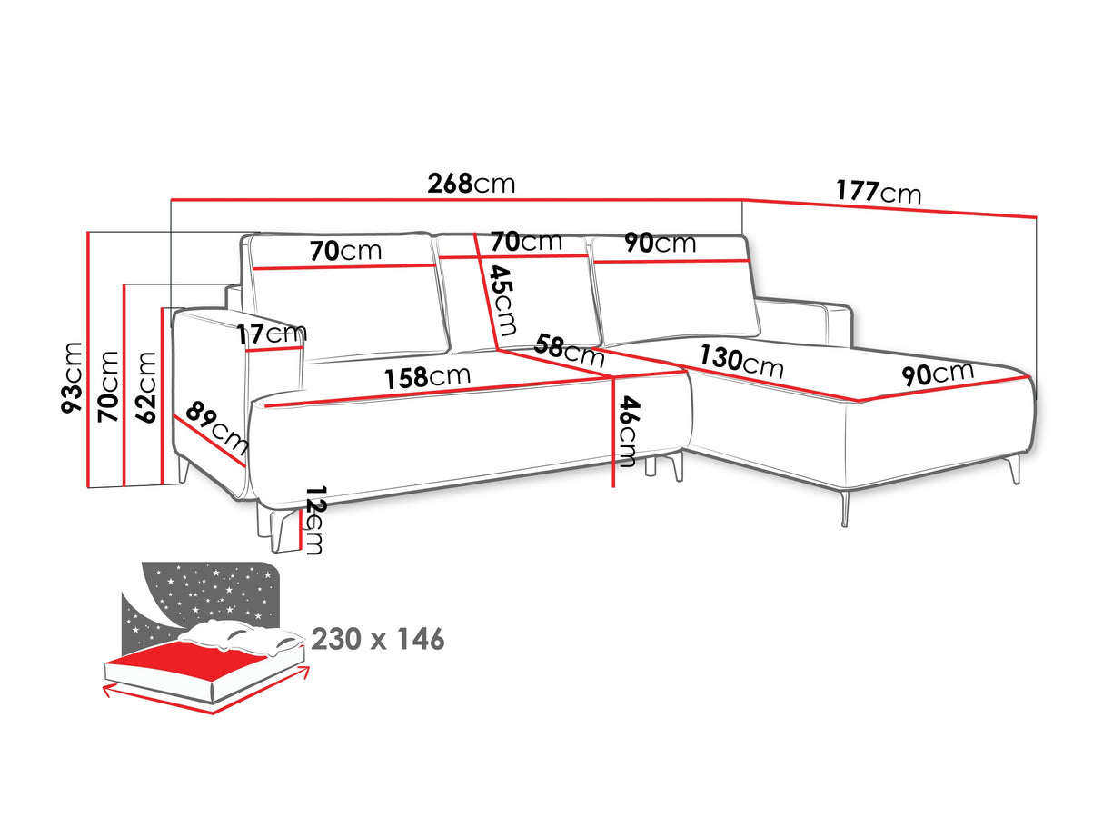 Sarokkanapé Narożnik LAVAR, Szín: Castel 82, Változatok: Balos