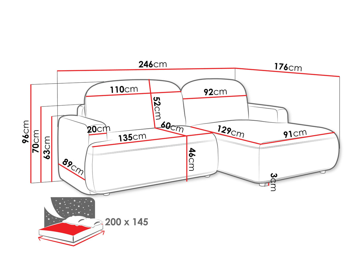 Sarokkanapé Narożnik ALIVAR, Szín: Perfect Harmony 77, Változatok: Jobbos