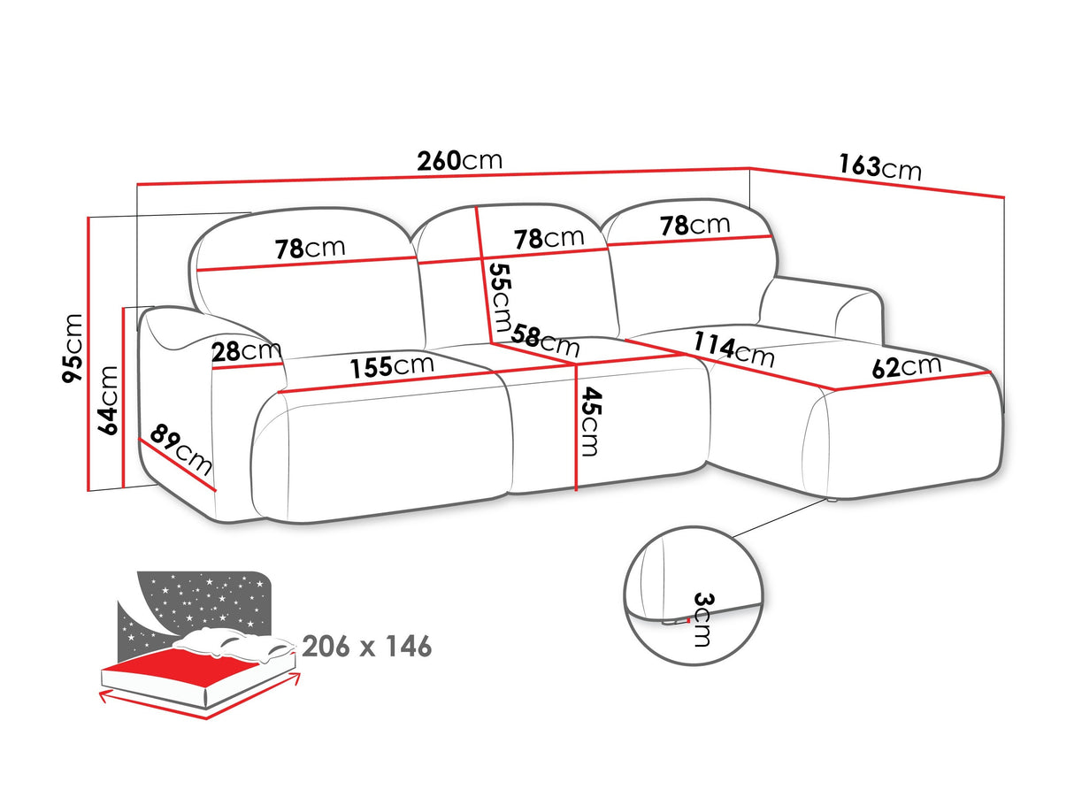 Sarokkanapé Narożnik NABU, Szín: Cremona 96, Változatok: Balos
