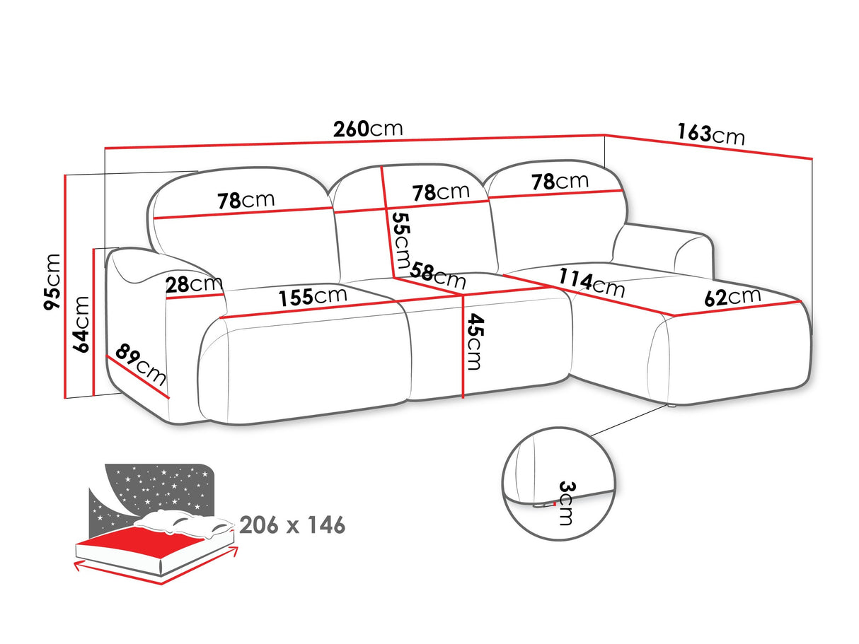 Sarokkanapé Narożnik NABU, Szín: Cremona 97, Változatok: Balos