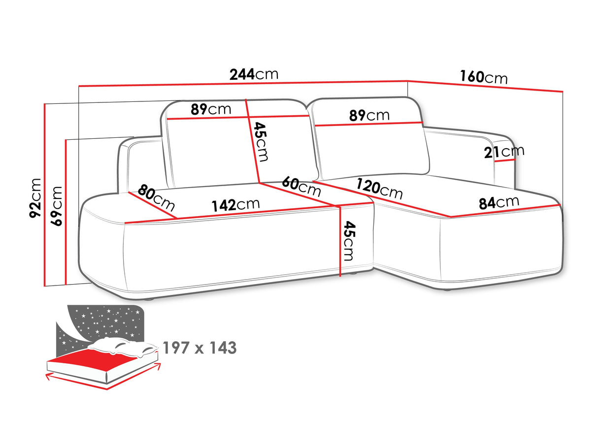 Sarokkanapé Narożnik COZY, Szín: Perfect Harmony 02, Változatok: Jobbos