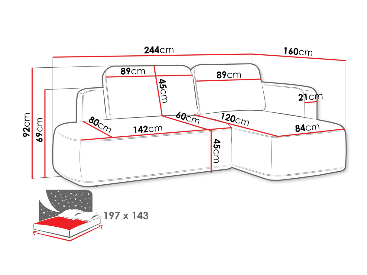 Sarokkanapé Narożnik COZY, Szín: Perfect Harmony 39, Változatok: Balos