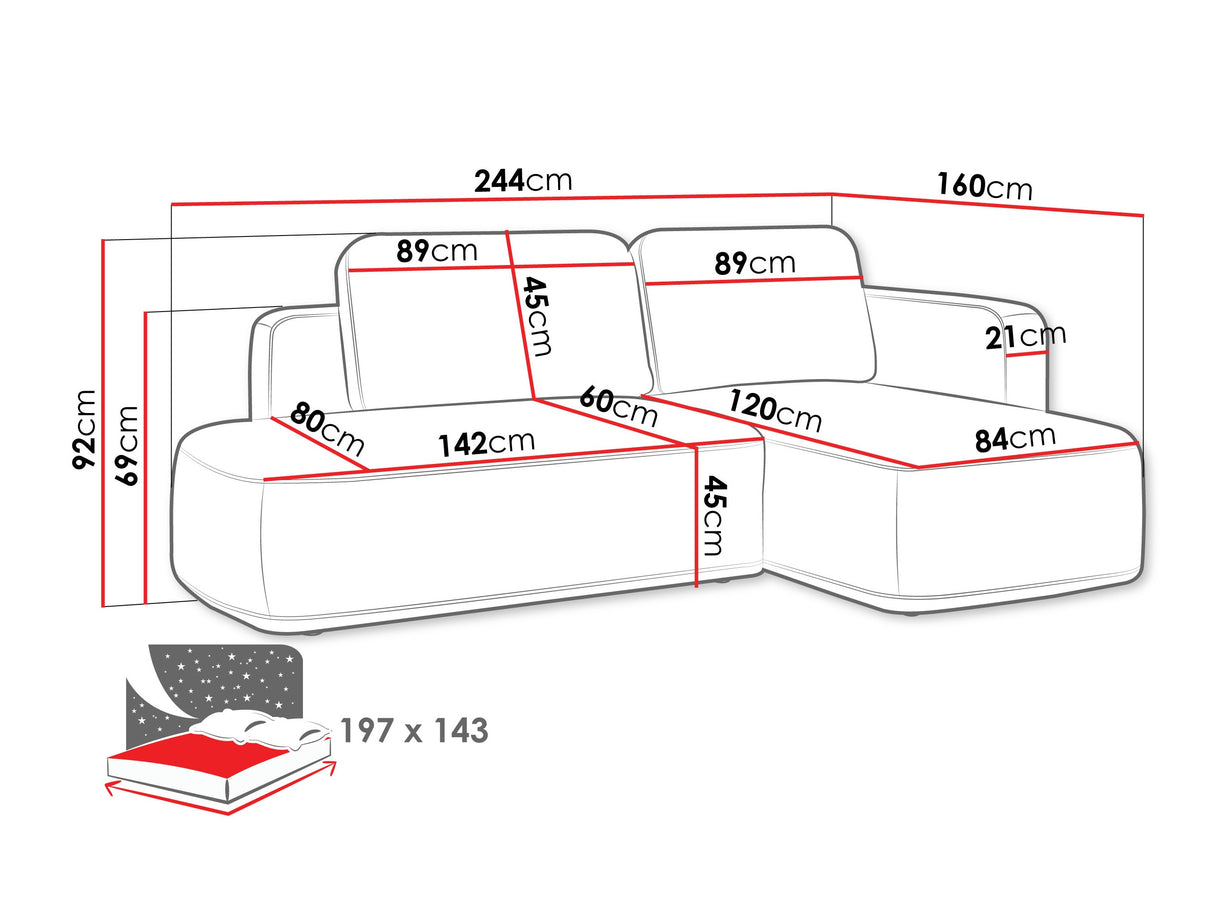 Sarokkanapé Narożnik COZY, Szín: Perfect Harmony 39, Változatok: Jobbos