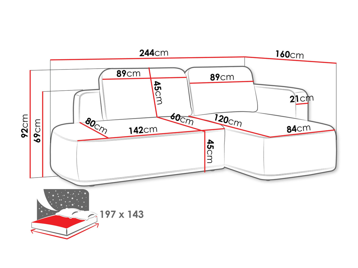 Sarokkanapé Narożnik COZY, Szín: Perfect Harmony 63, Változatok: Balos