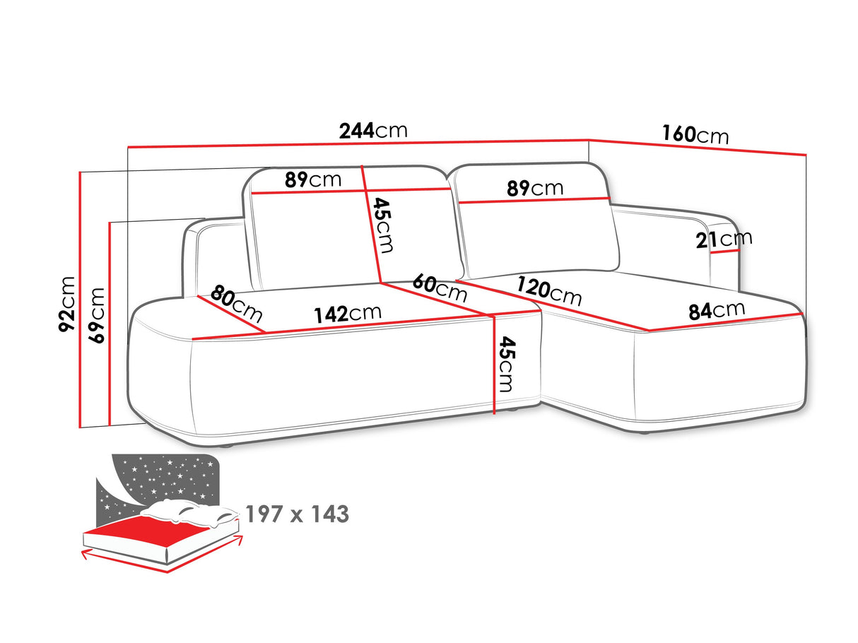 Sarokkanapé Narożnik COZY, Szín: Perfect Harmony 63, Változatok: Jobbos