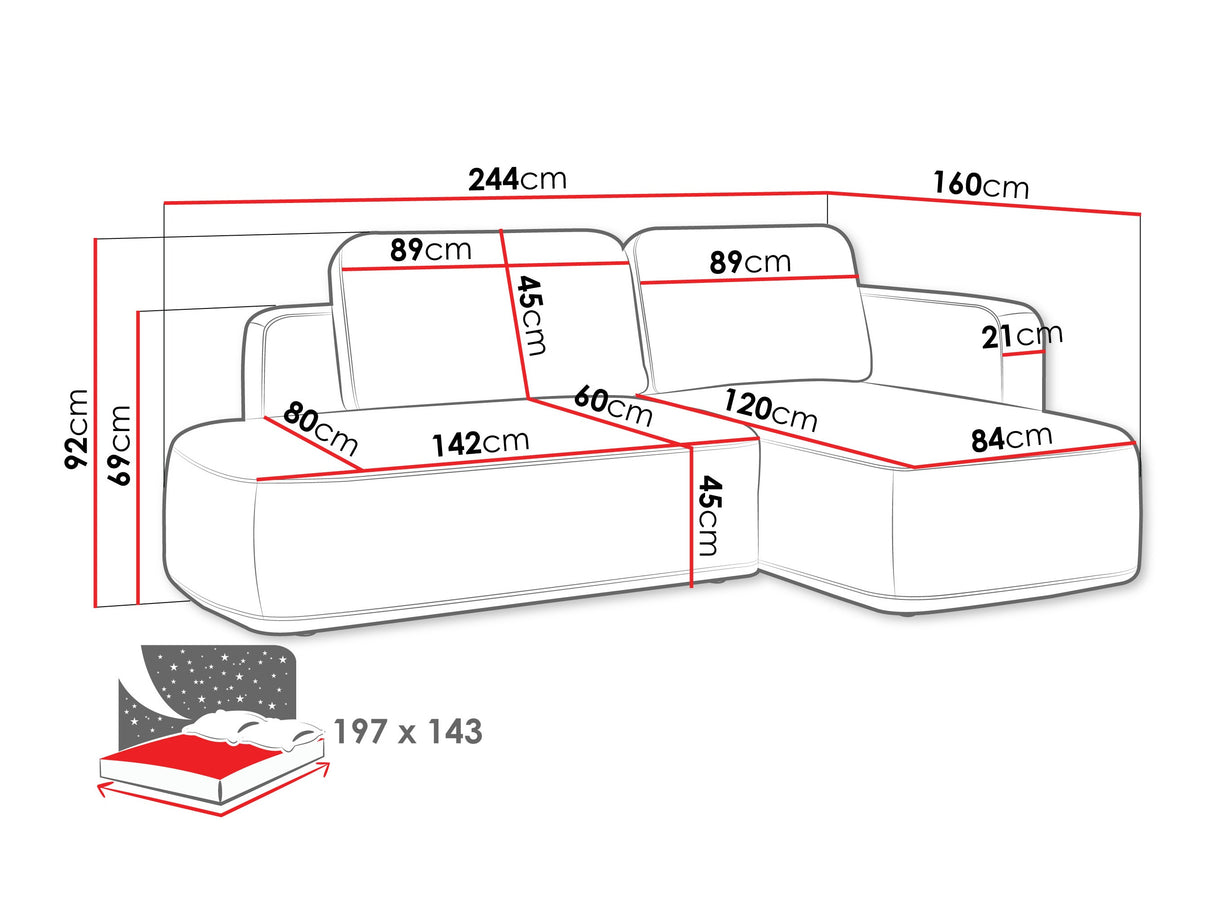 Sarokkanapé Narożnik COZY, Szín: Perfect Harmony 77, Változatok: Balos