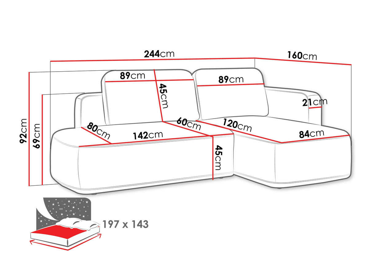 Sarokkanapé Narożnik COZY, Szín: Perfect Harmony 77, Változatok: Jobbos