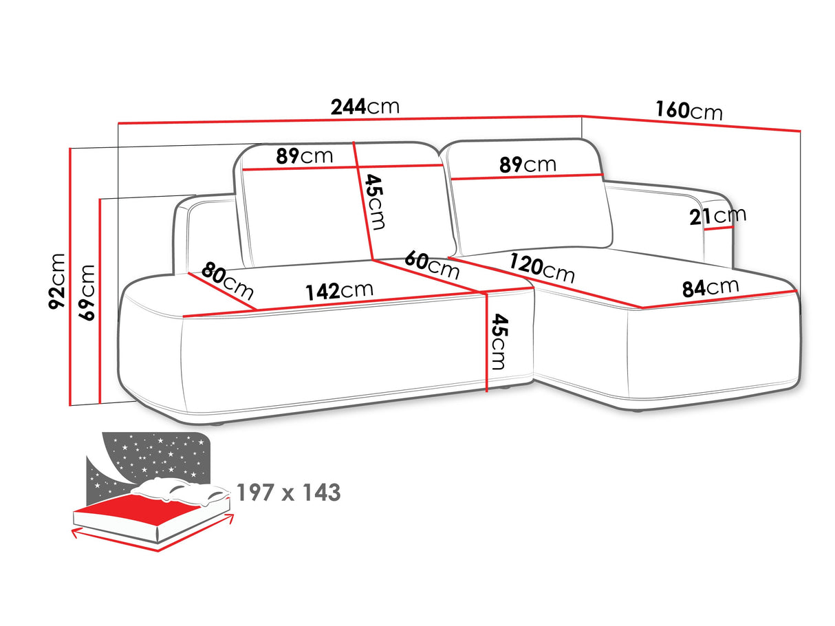 Sarokkanapé Narożnik COZY, Szín: Perfect Harmony 82, Változatok: Balos