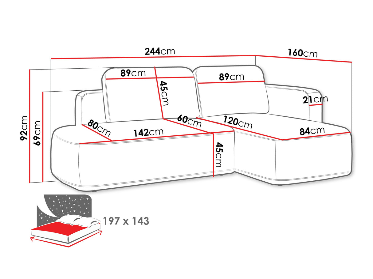 Sarokkanapé Narożnik COZY, Szín: Perfect Harmony 82, Változatok: Jobbos