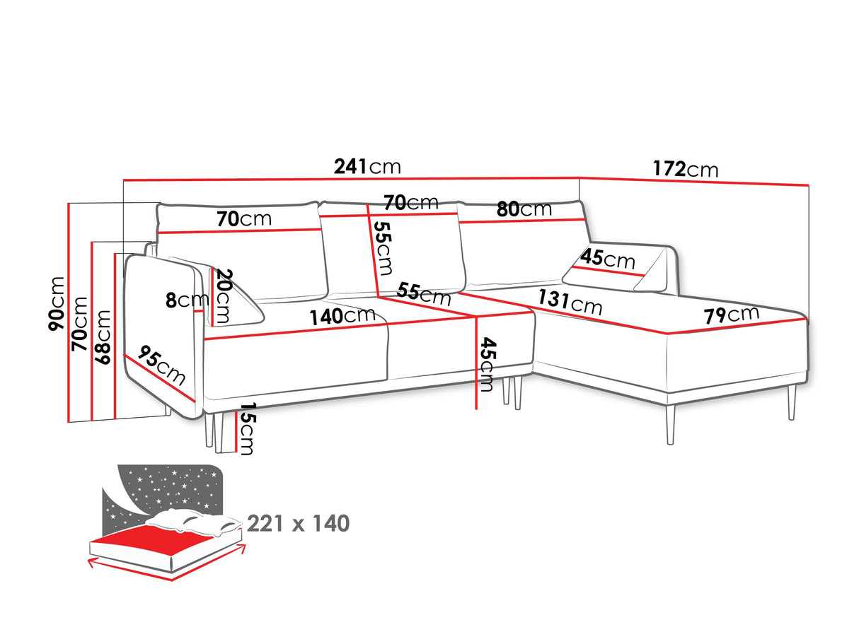 Sarokkanapé Narożnik BARDO, Szín: Sicuro 75