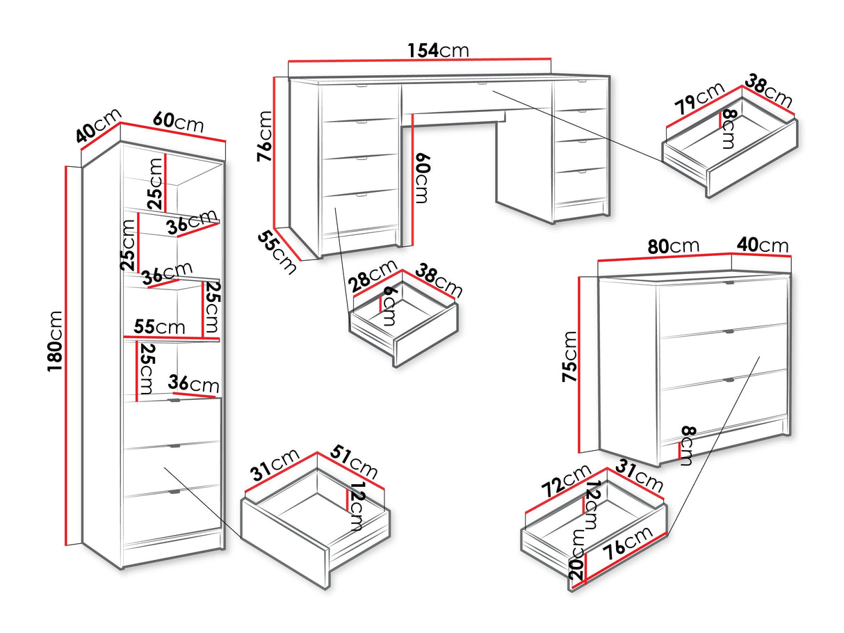Irodai garnitúra TIRENO VI, Szín: Fekete