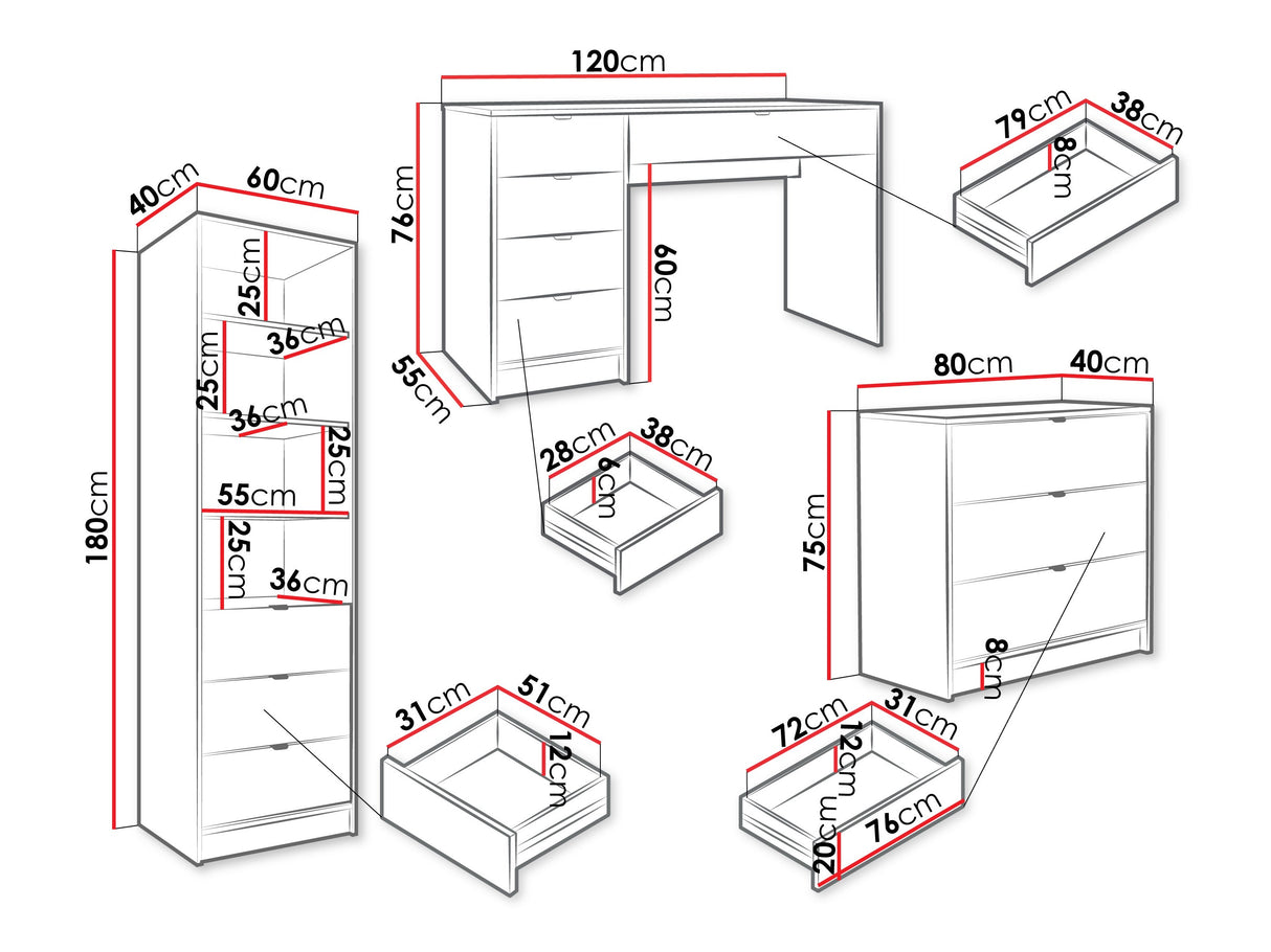 Irodai garnitúra TIRENO V, Szín: Fekete