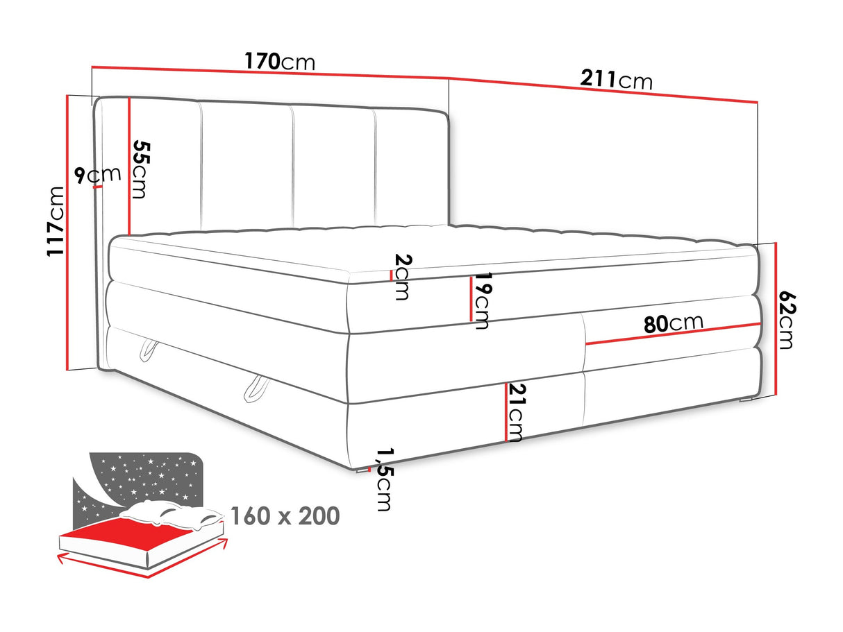 Kontinentális ágy Łoże kontynentalne POINT, Szín: Onega 11, Alvó felület mérete: 160 x 200 cm