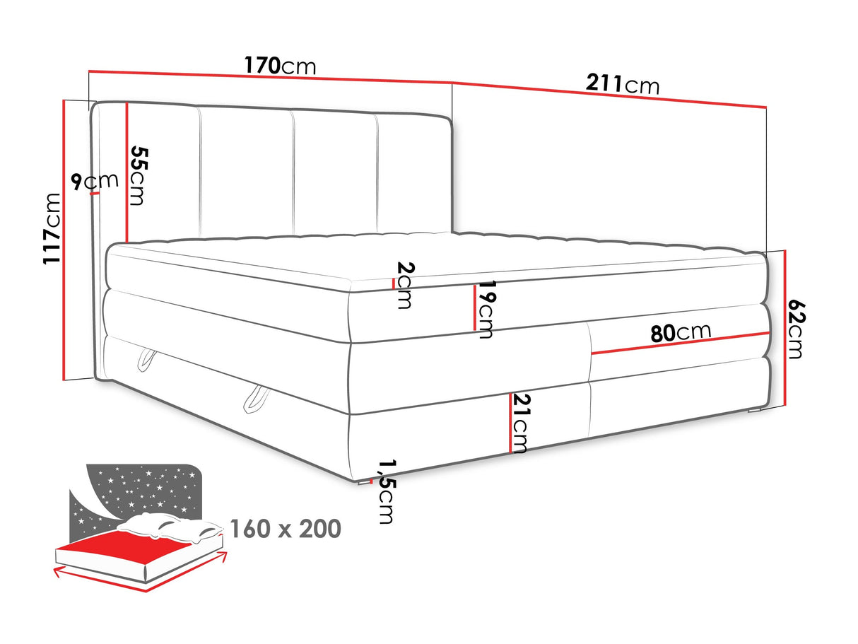 Kontinentális ágy Łoże kontynentalne POINT, Szín: Onega 18, Alvó felület mérete: 160 x 200 cm