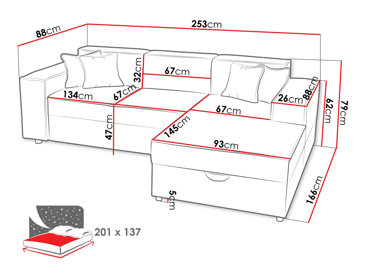 Sarokkanapé Narożnik SANTOS L ( Sokoz L), Szín: Coral 45, Változatok: Jobbos