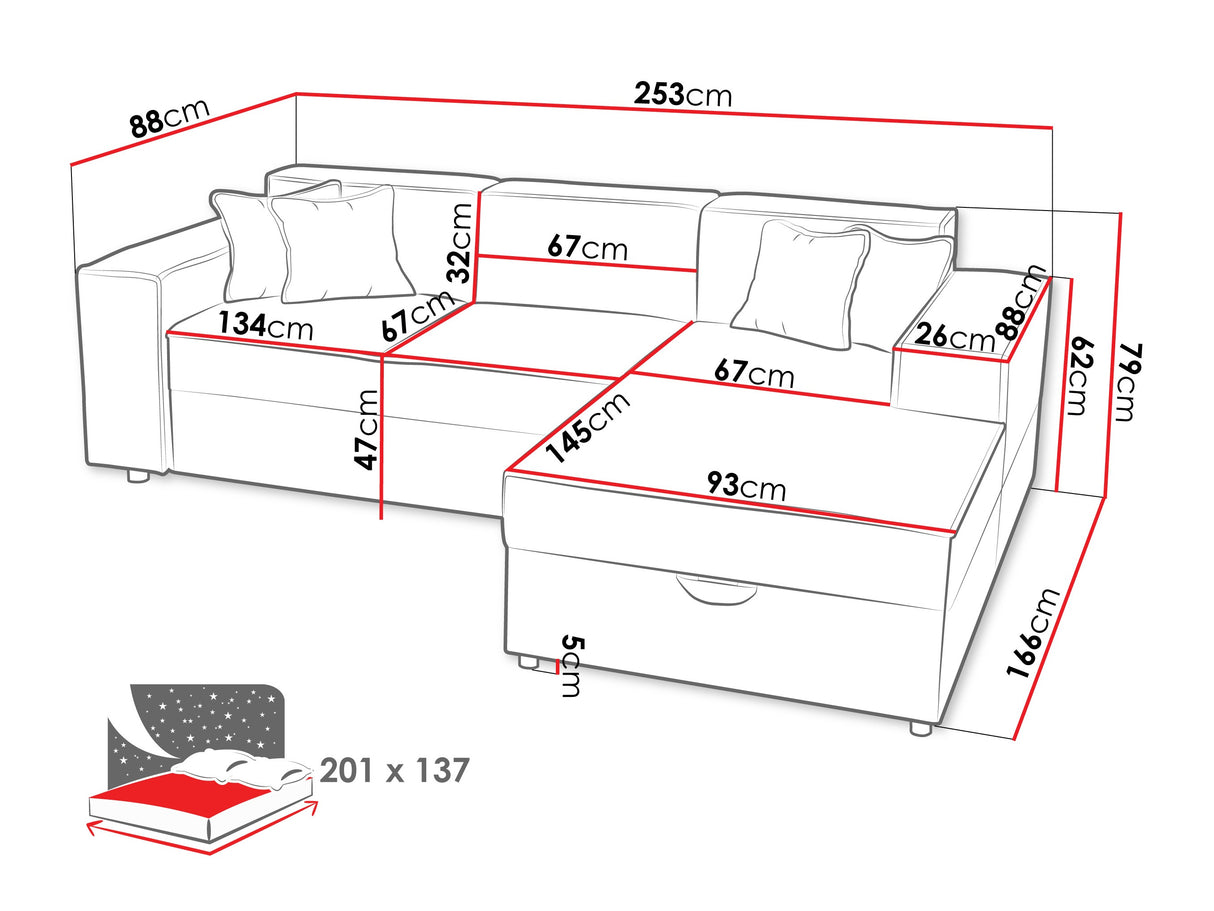 Sarokkanapé Narożnik SANTOS L ( Sokoz L), Szín: Coral 65, Változatok: Balos