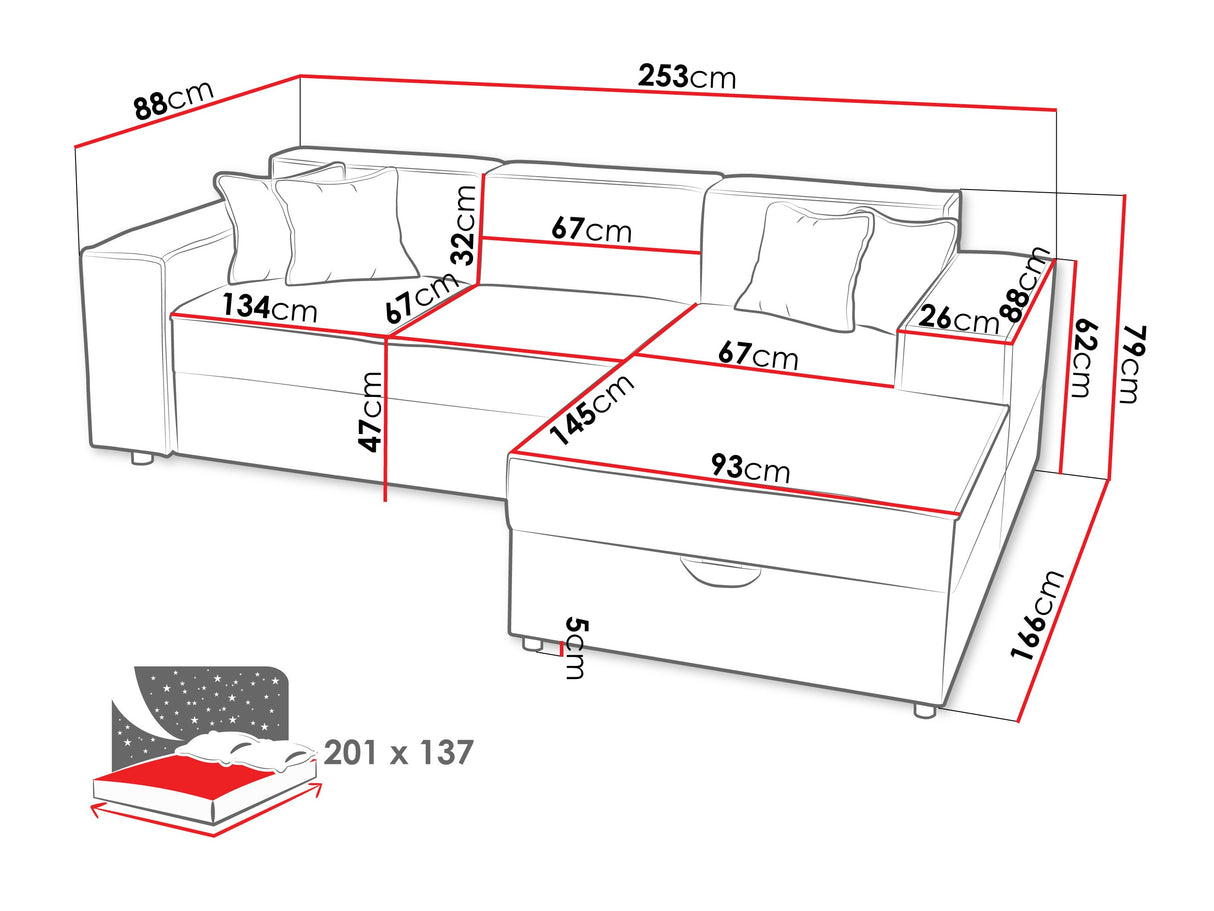 Sarokkanapé Narożnik SANTOS L ( Sokoz L), Szín: Coral 75, Változatok: Balos
