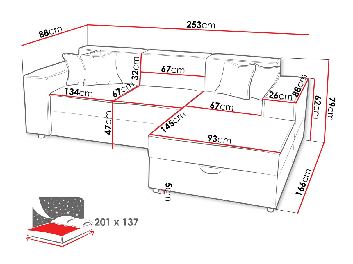Sarokkanapé Narożnik SANTOS L ( Sokoz L), Szín: Coral 75, Változatok: Jobbos