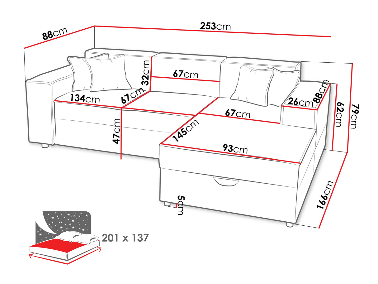 Sarokkanapé Narożnik SANTOS L ( Sokoz L), Szín: Coral 80, Változatok: Jobbos