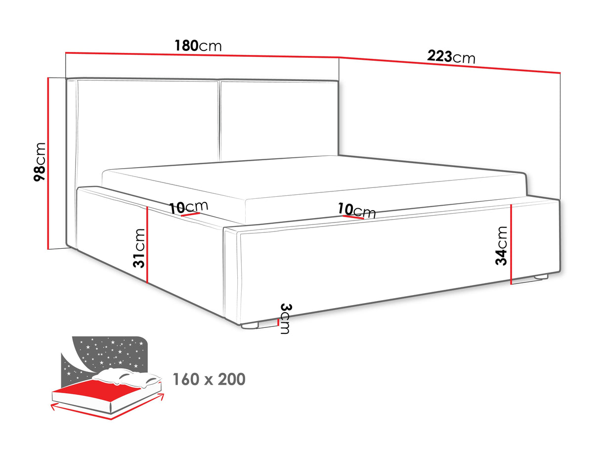 Ágy Łóżko tapicerowane SANTOS, Szín: Coral 15, Alvó felület mérete: 160 x 200 cm