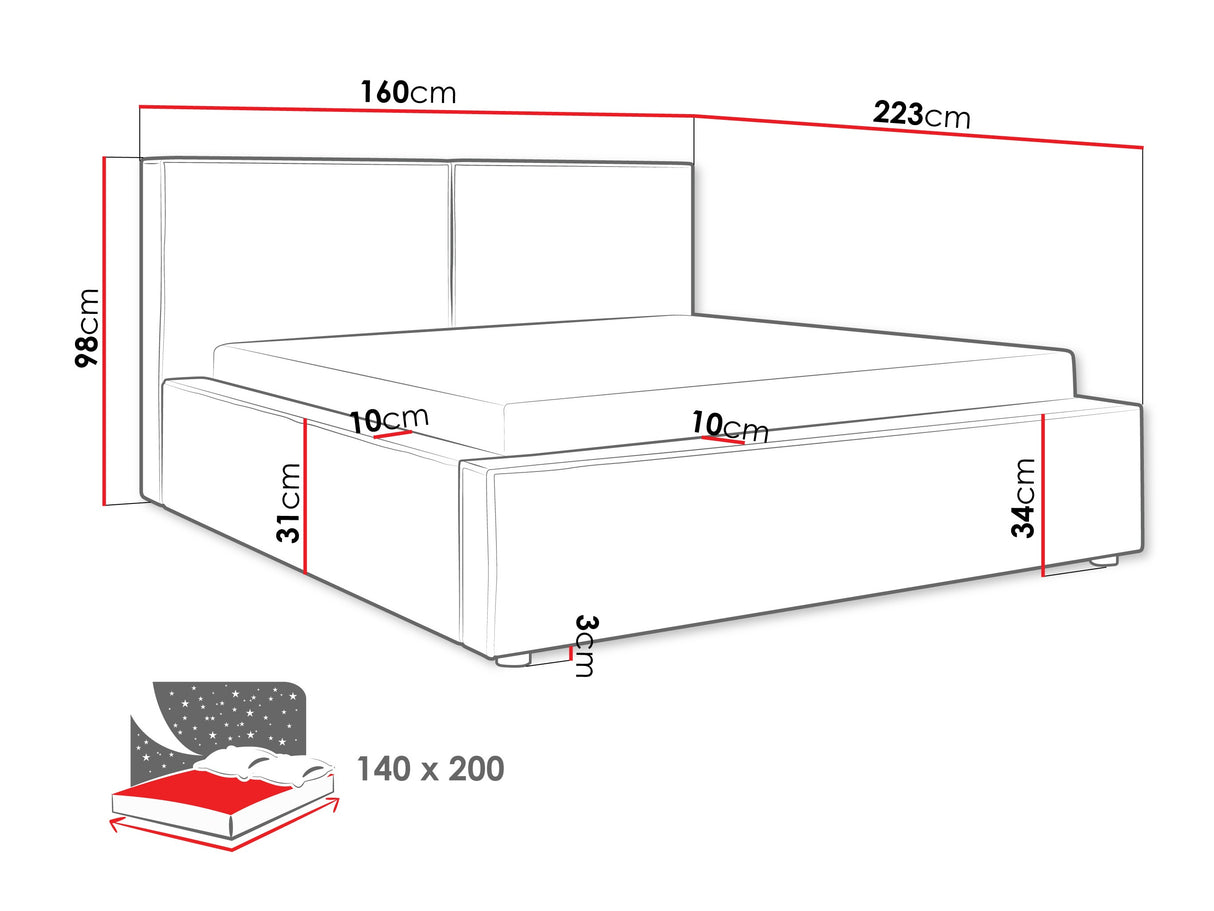 Ágy Łóżko tapicerowane SANTOS, Szín: Coral 65, Alvó felület mérete: 140 x 200 cm