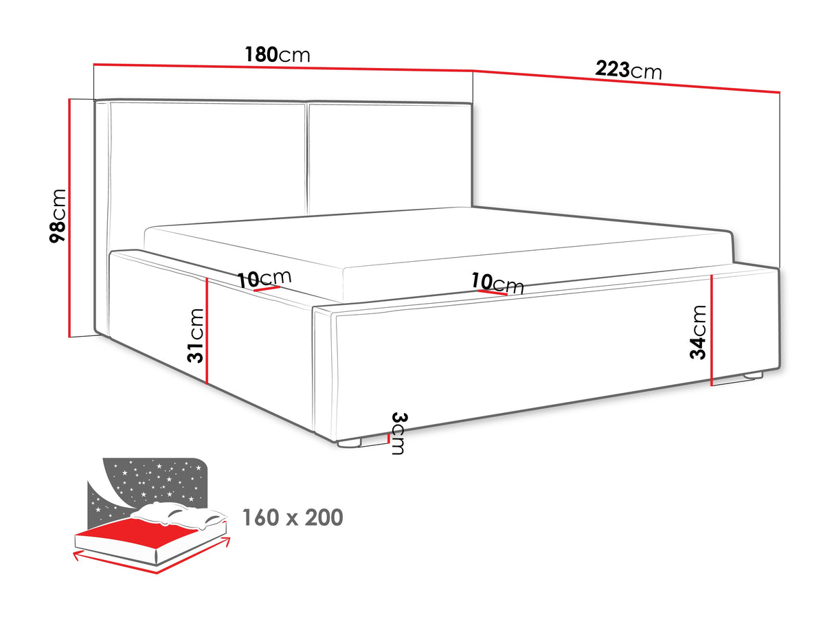 Ágy Łóżko tapicerowane SANTOS, Szín: Coral 65, Alvó felület mérete: 160 x 200 cm