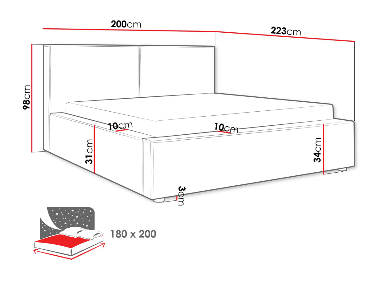 Ágy Łóżko tapicerowane SANTOS, Szín: Coral 65, Alvó felület mérete: 180 x 200 cm