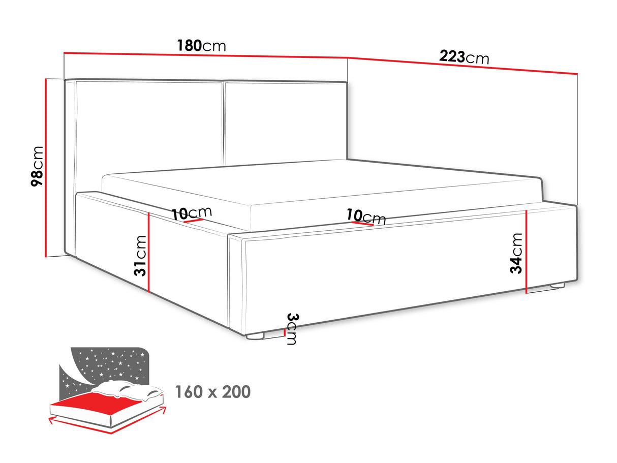 Ágy Łóżko tapicerowane SANTOS, Szín: Coral 50, Alvó felület mérete: 160 x 200 cm