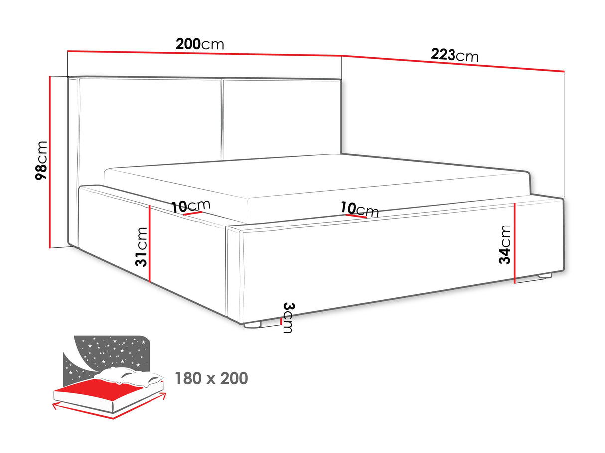 Ágy Łóżko tapicerowane SANTOS, Szín: Coral 50, Alvó felület mérete: 180 x 200 cm