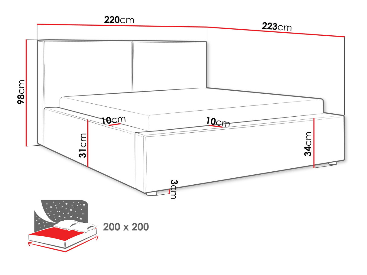 Ágy Łóżko tapicerowane SANTOS, Szín: Coral 75, Alvó felület mérete: 200 x 200 cm