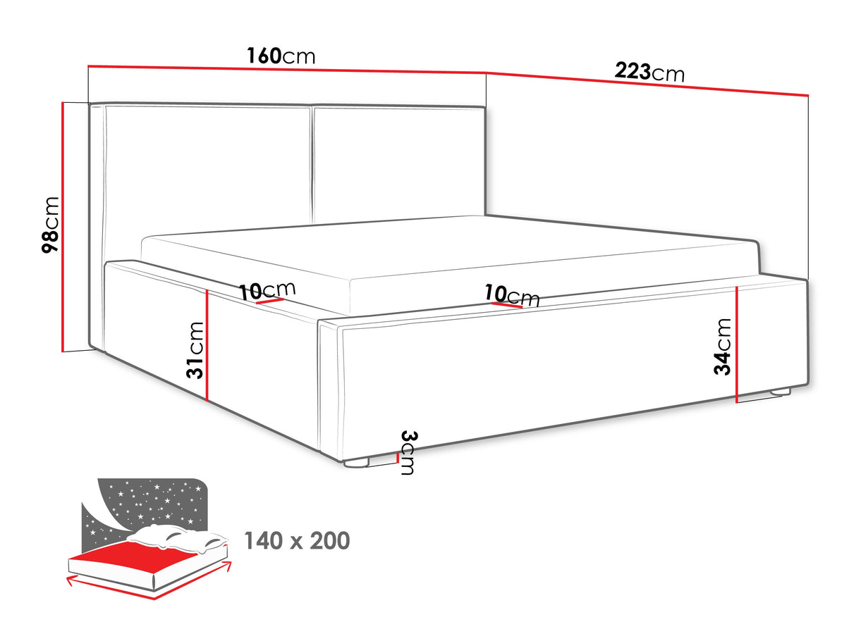 Ágy Łóżko tapicerowane SANTOS, Szín: Coral 80, Alvó felület mérete: 140 x 200 cm