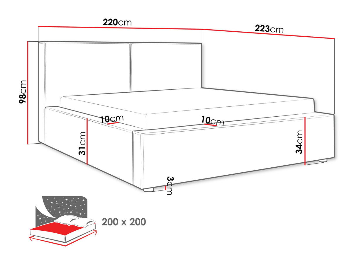 Ágy Łóżko tapicerowane SANTOS, Szín: Coral 80, Alvó felület mérete: 200 x 200 cm