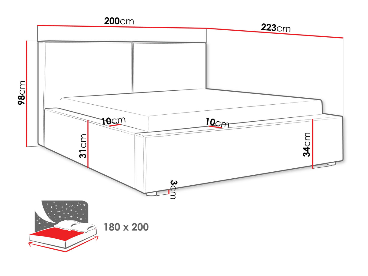 Ágy Łóżko tapicerowane SANTOS, Szín: Coral 55, Alvó felület mérete: 180 x 200 cm