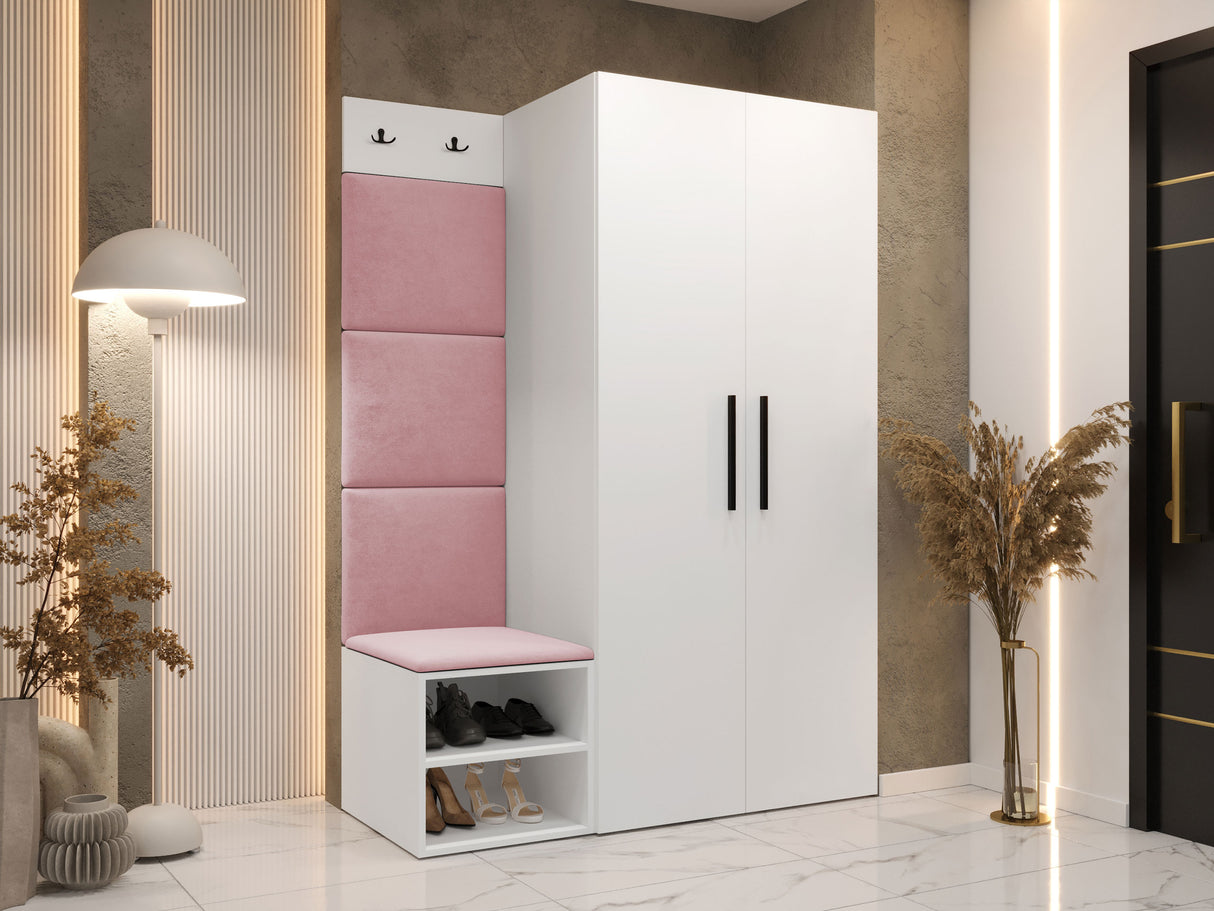 Előszoba garnitúra Garderoba MEDI IV, Keret színe: Fehér, Puha falpanel színe: Manila 09