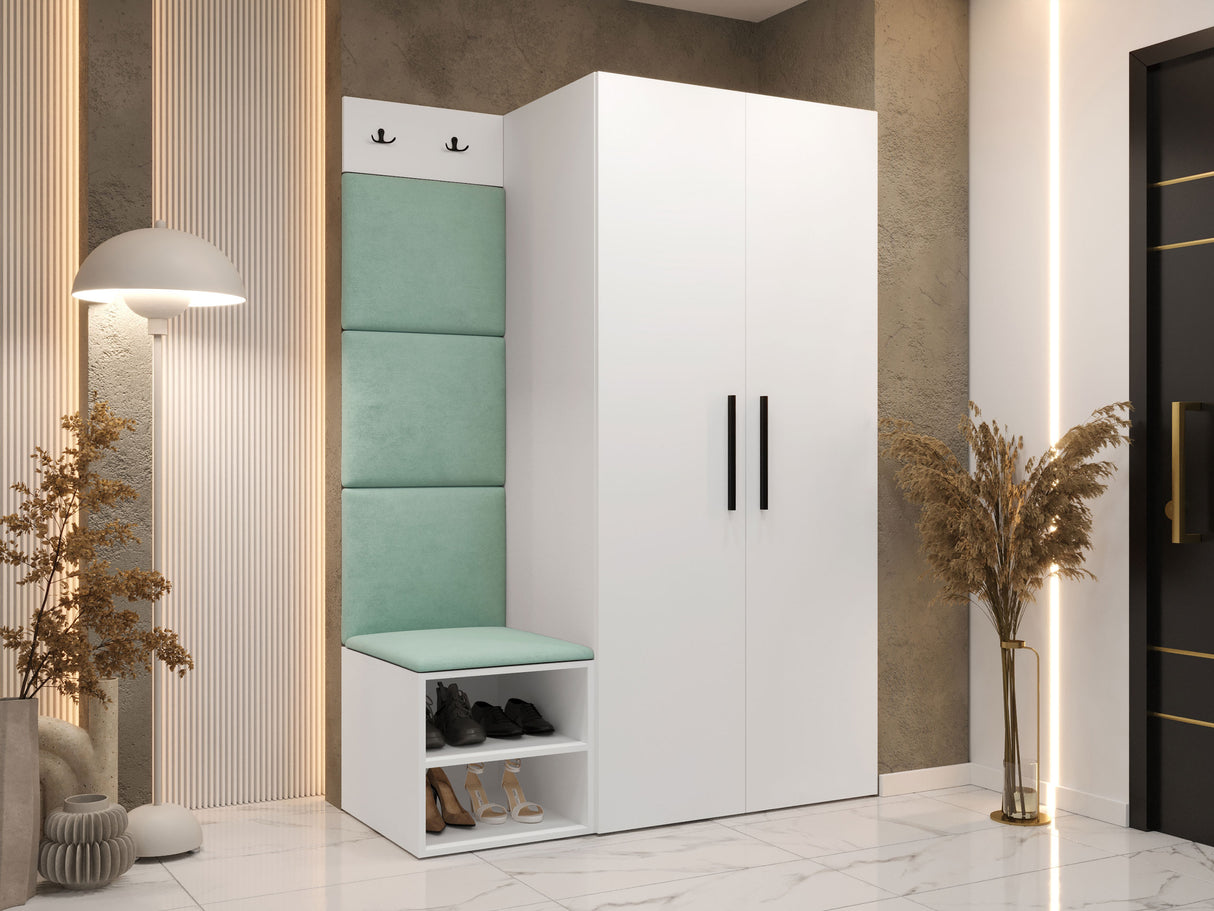 Előszoba garnitúra Garderoba MEDI IV, Keret színe: Fehér, Puha falpanel színe: Manila 11