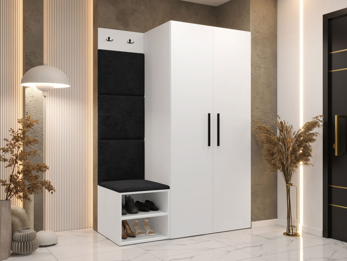 Előszoba garnitúra Garderoba MEDI IV, Keret színe: Fehér, Puha falpanel színe: Manila 18