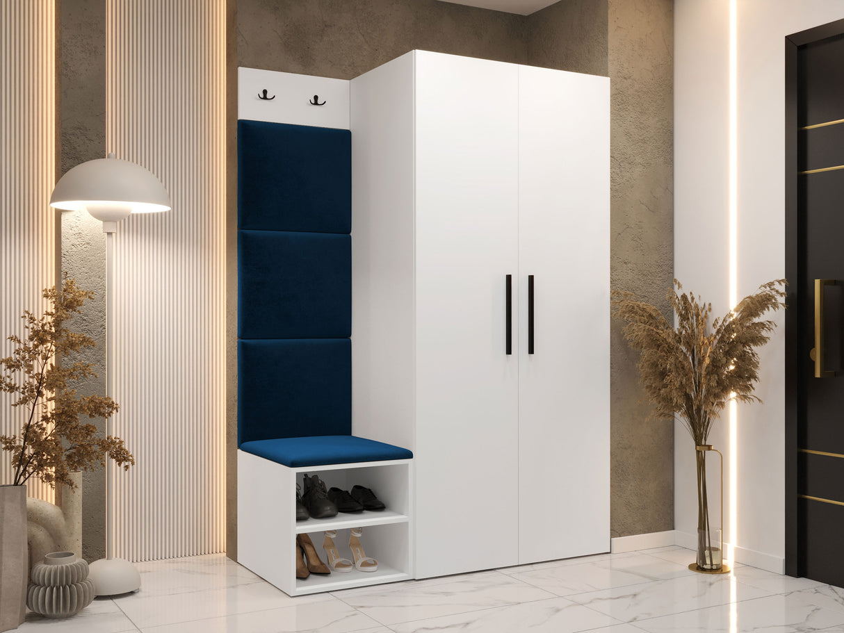 Előszoba garnitúra Garderoba MEDI IV, Keret színe: Fehér, Puha falpanel színe: Manila 26