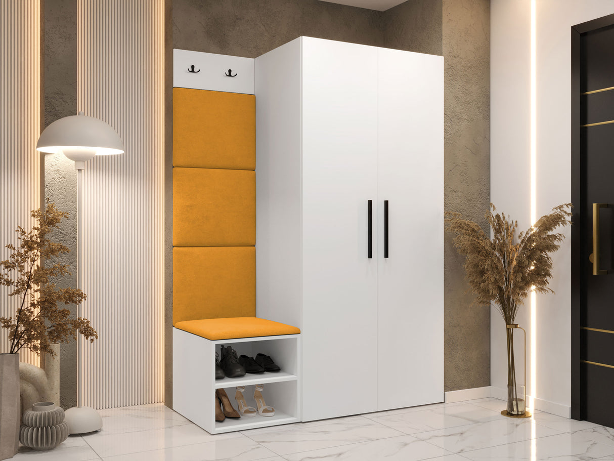 Előszoba garnitúra Garderoba MEDI IV, Keret színe: Fehér, Puha falpanel színe: Manila 32