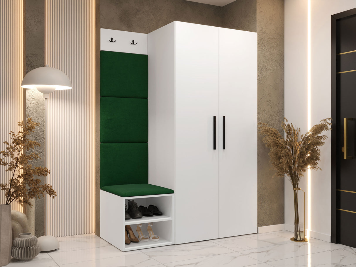 Előszoba garnitúra Garderoba MEDI IV, Keret színe: Fehér, Puha falpanel színe: Manila 35