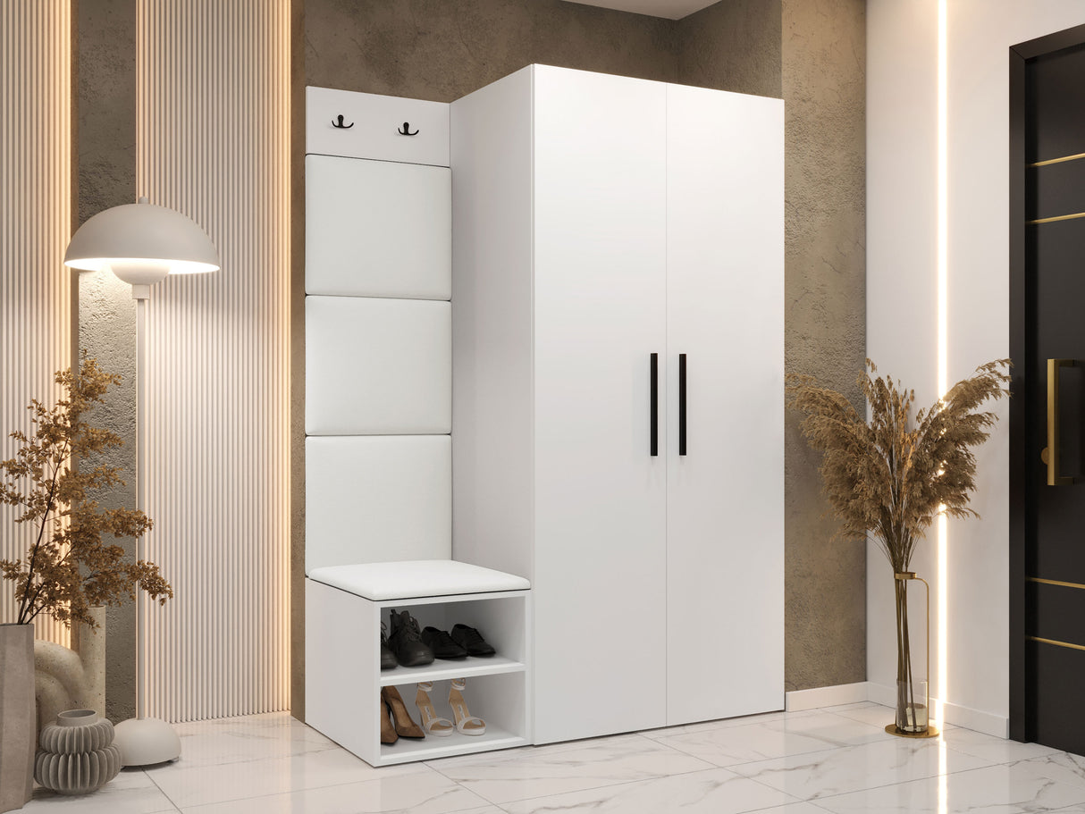 Előszoba garnitúra Garderoba MEDI IV, Keret színe: Fehér, Puha falpanel színe: Soft 017