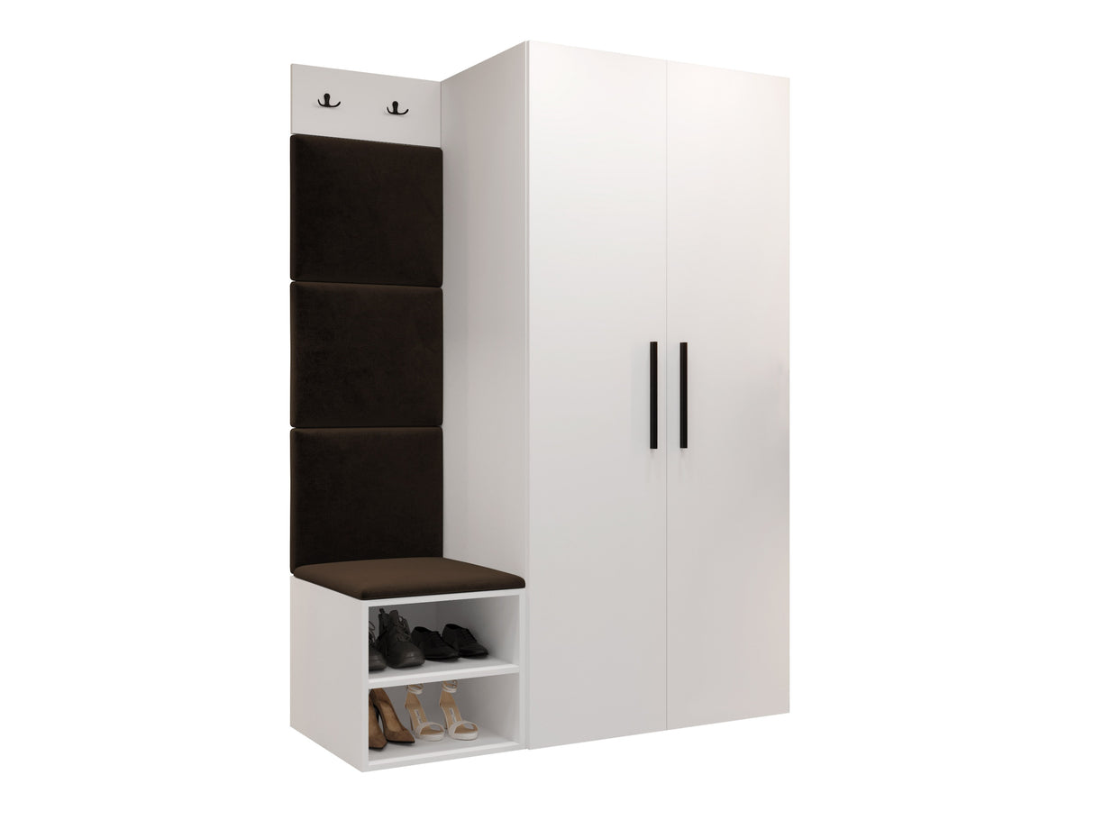 Előszoba garnitúra Garderoba MEDI IV, Keret színe: Fehér, Puha falpanel színe: Manila 04