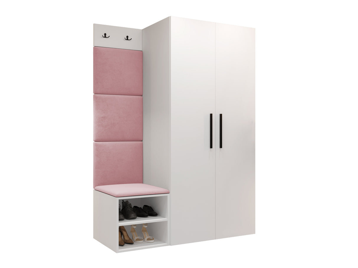 Előszoba garnitúra Garderoba MEDI IV, Keret színe: Fehér, Puha falpanel színe: Manila 09