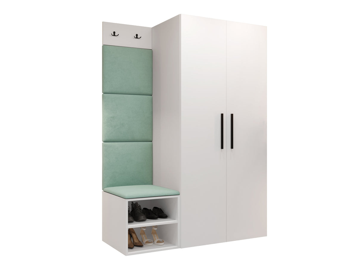 Előszoba garnitúra Garderoba MEDI IV, Keret színe: Fehér, Puha falpanel színe: Manila 11