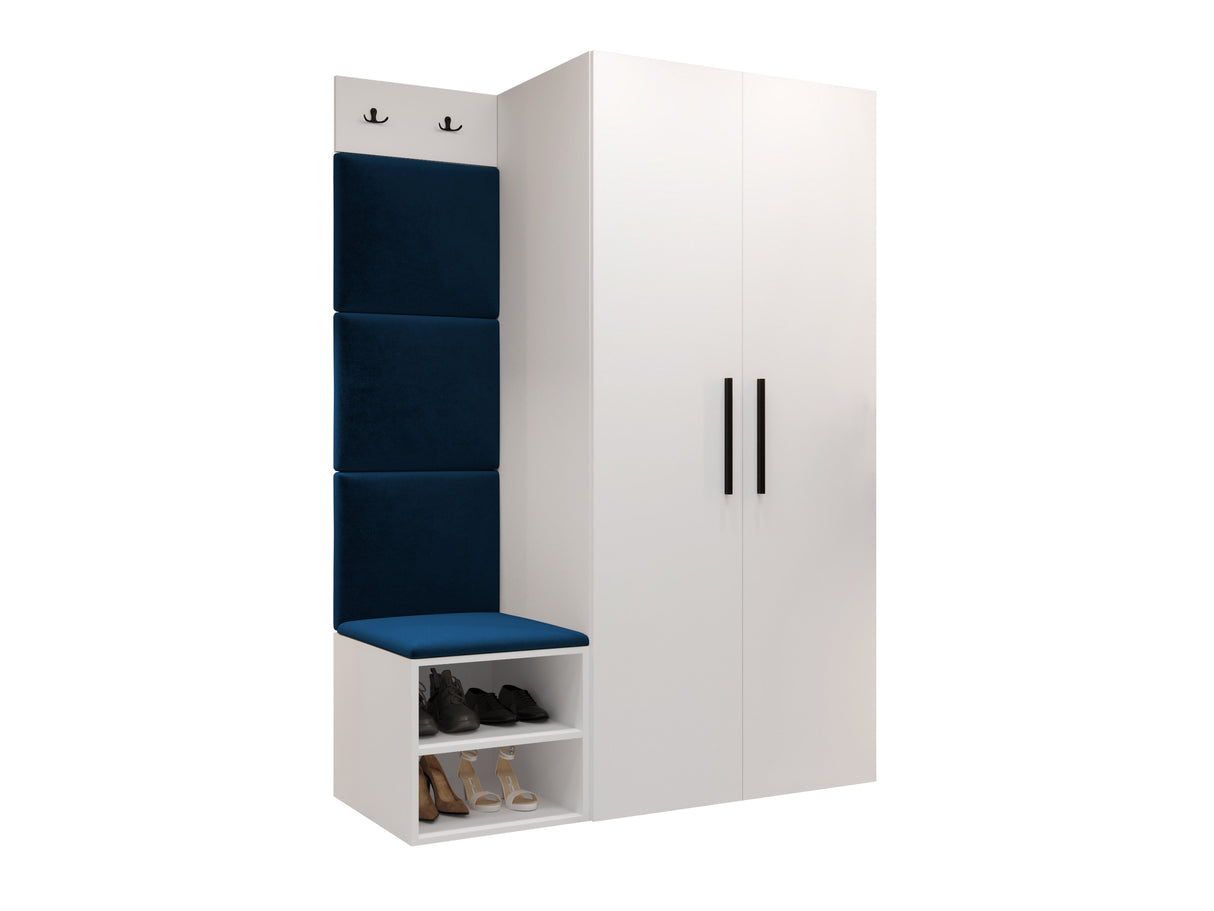 Előszoba garnitúra Garderoba MEDI IV, Keret színe: Fehér, Puha falpanel színe: Manila 26